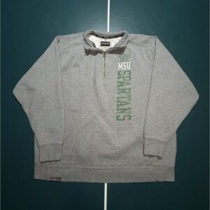 Vtg JanSport Michigan State Spartans 1/4 Zip Pullover Sweatshirt Men's‎ XL Gray